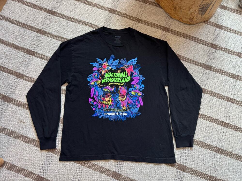 Insomniac Nocturnal Wonderland Long Sleeve Black T Shirt 2023 Large Psychedelic